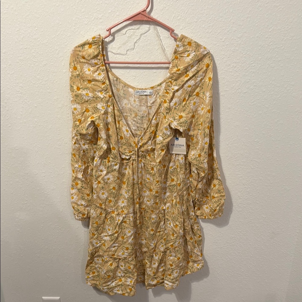Arizona Jean Company Yellow Floral Long Sleeve Dress